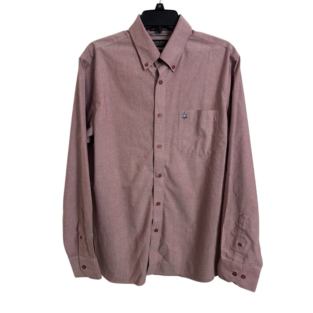 Nordstrom Men’s Shop Trim Fit Button Down Shirt Size Large Wrinkle Free Cotton